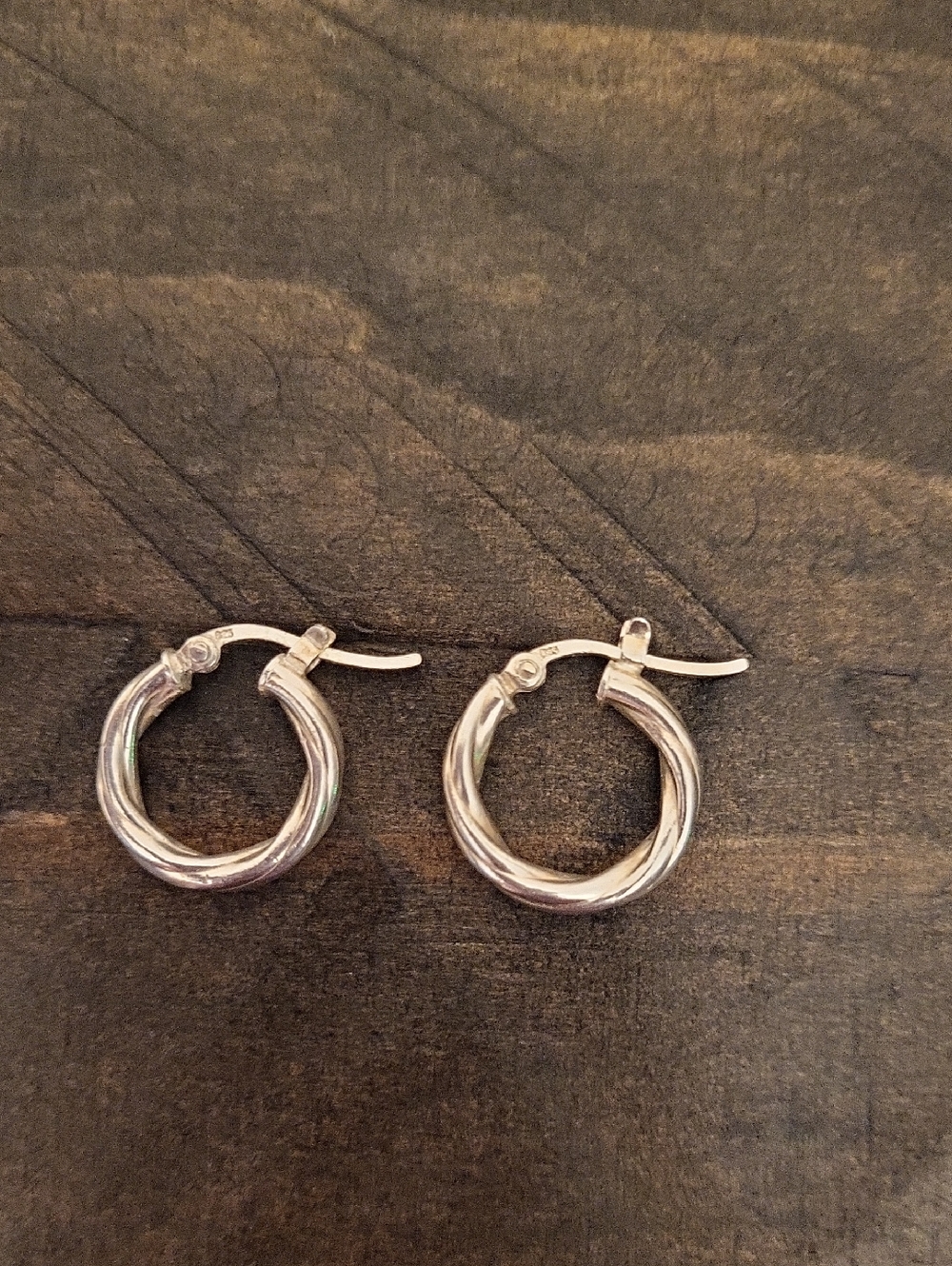 925 Silver Small Twisted Hoop Earrings